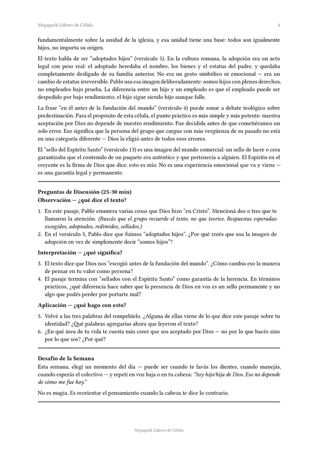 Página interior del Megapack Líderes de Célula