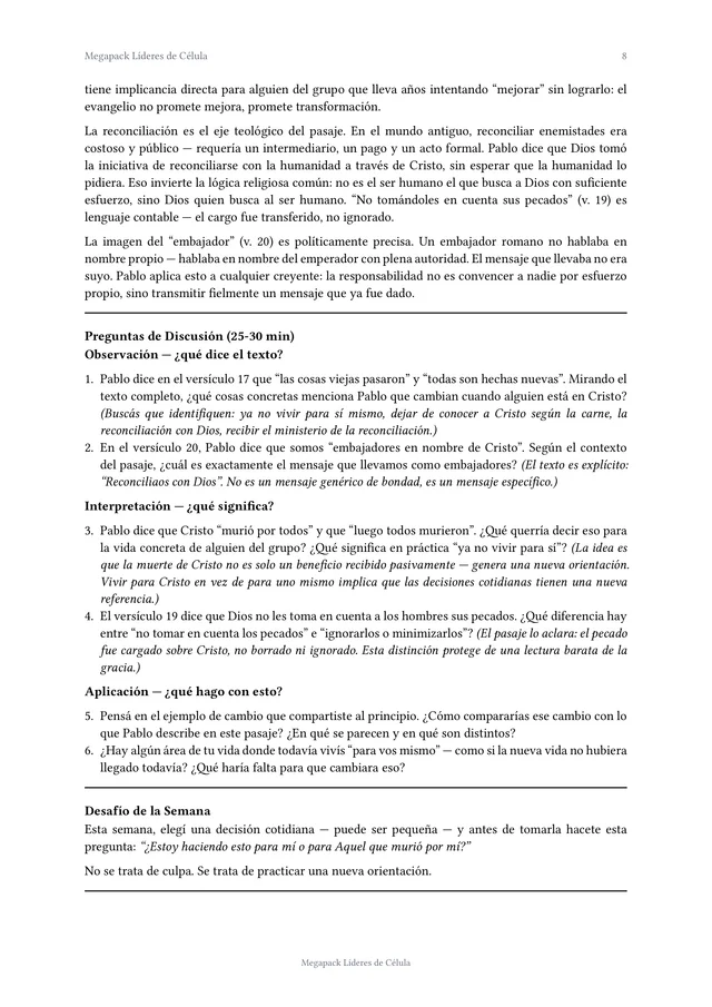 Página interior del Megapack Líderes de Célula