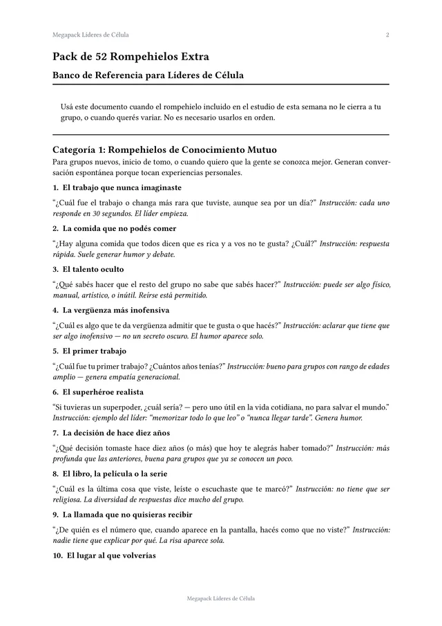 Página interior del Megapack Líderes de Célula
